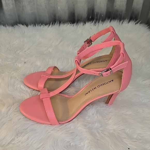 ANTONIO MELANI Pink T-Strap Heels - Picture 2 of 7